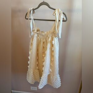 Never worn Vici Cream Textured Tie Sleeve Mini Dress